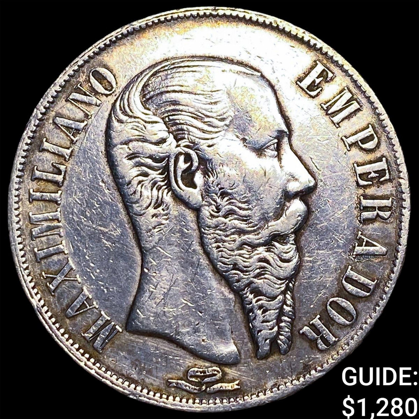 1866 Mexico Maximilian I Silver 1 Peso NEARLY UNCIRCULATED: 1866 Mexico Maximilian I Silver 1 Peso NEARLY UNCIRCULATED