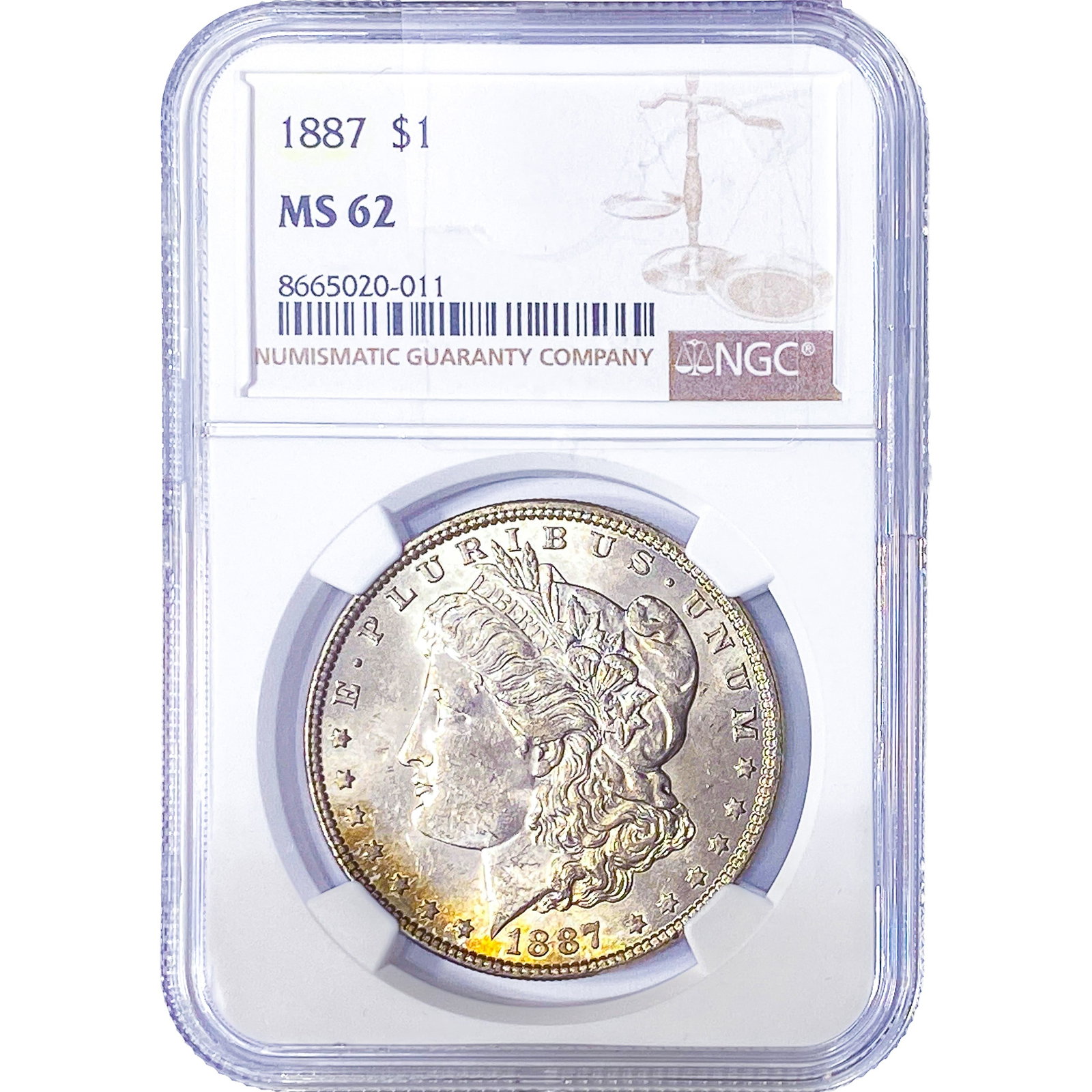 1887 Morgan Silver Dollar NGC MS62: 1887 Morgan Silver Dollar NGC MS62