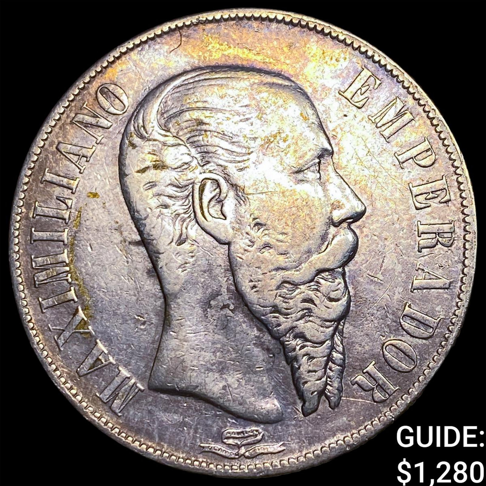 1866 Mexico Maximilian I Silver 1 Peso NEARLY UNCIRCULATED: 1866 Mexico Maximilian I Silver 1 Peso NEARLY UNCIRCULATED