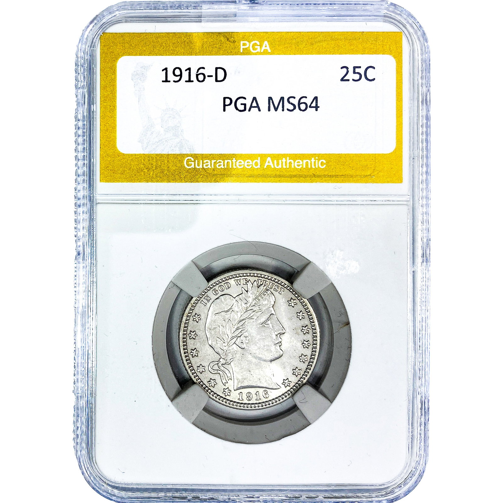 1916-D Barber Quarter PGA MS64: 1916-D Barber Quarter PGA MS64
