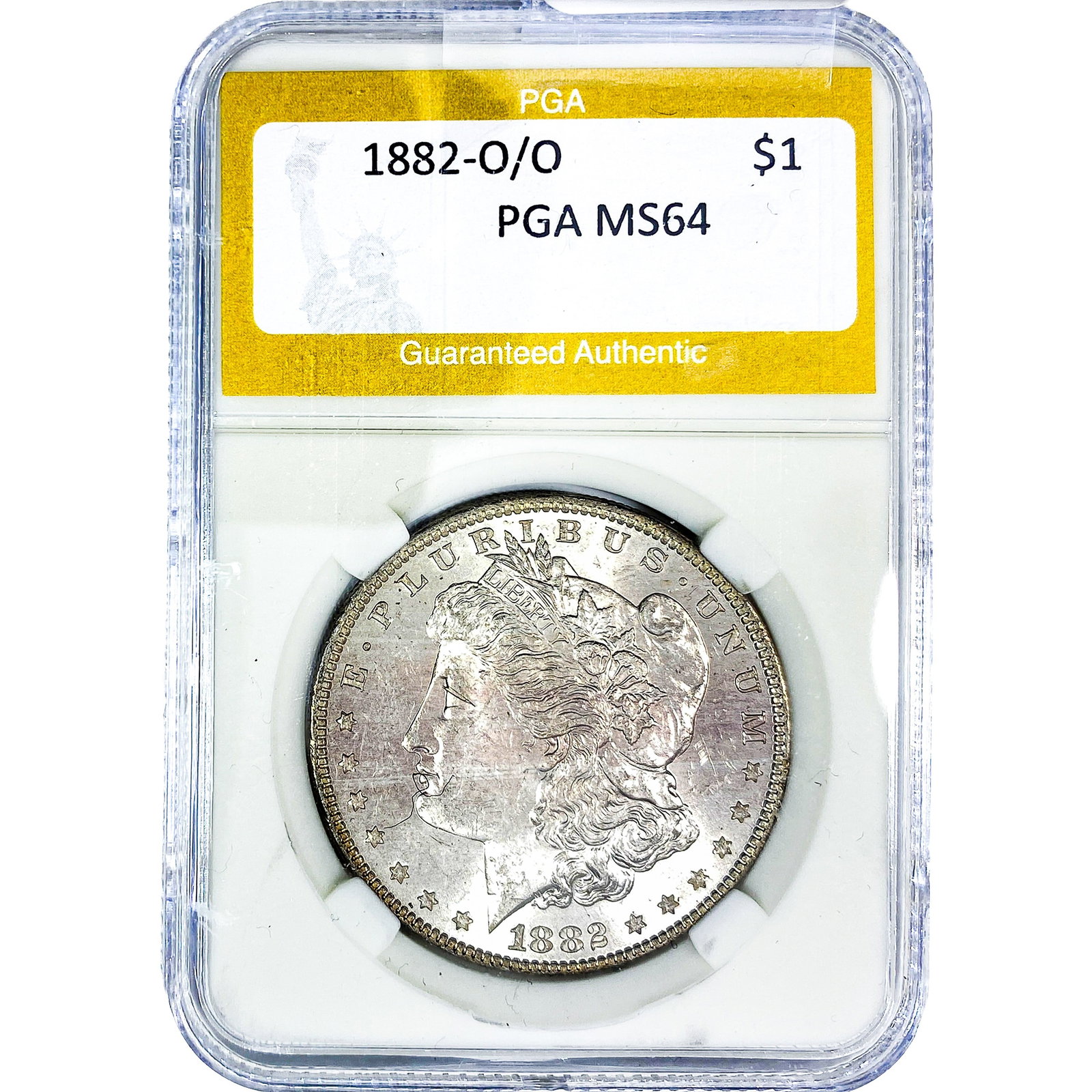 1882-O/O Morgan Silver Dollar PGA MS64: 1882-O/O Morgan Silver Dollar PGA MS64