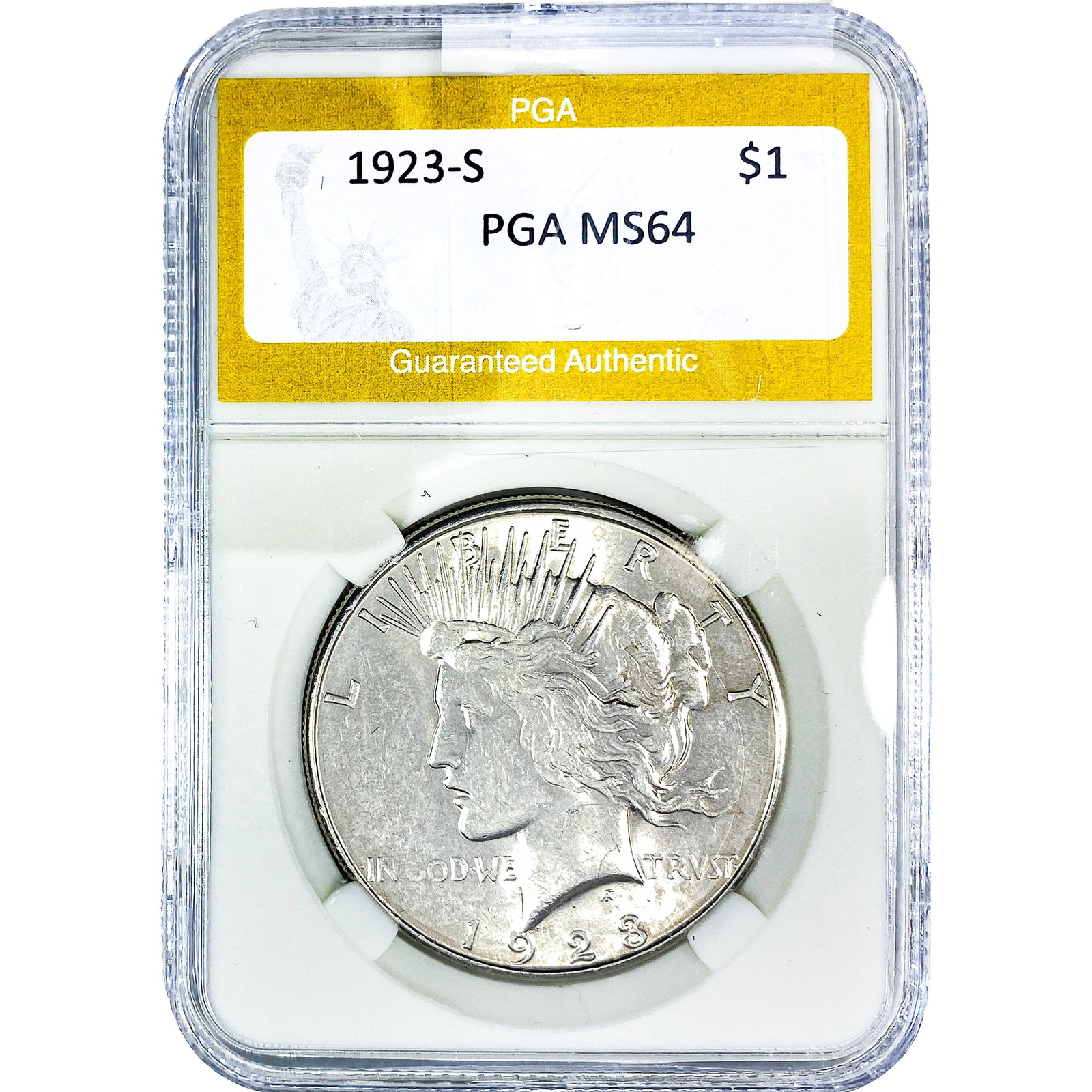 1923-S Silver Peace Dollar PGA MS64: 1923-S Silver Peace Dollar PGA MS64