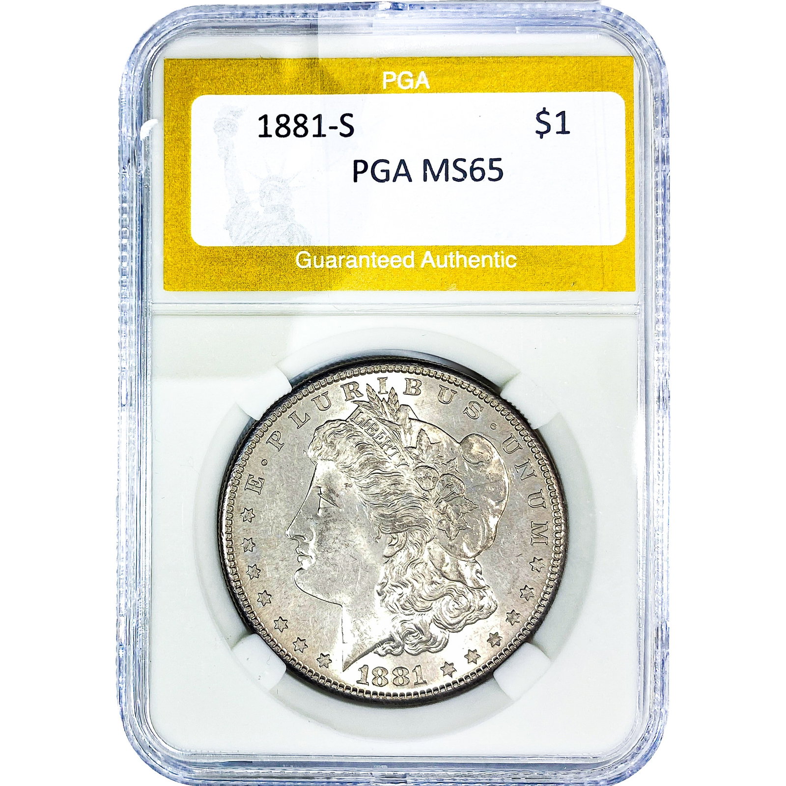 1881-S Morgan Silver Dollar PGA MS65: 1881-S Morgan Silver Dollar PGA MS65
