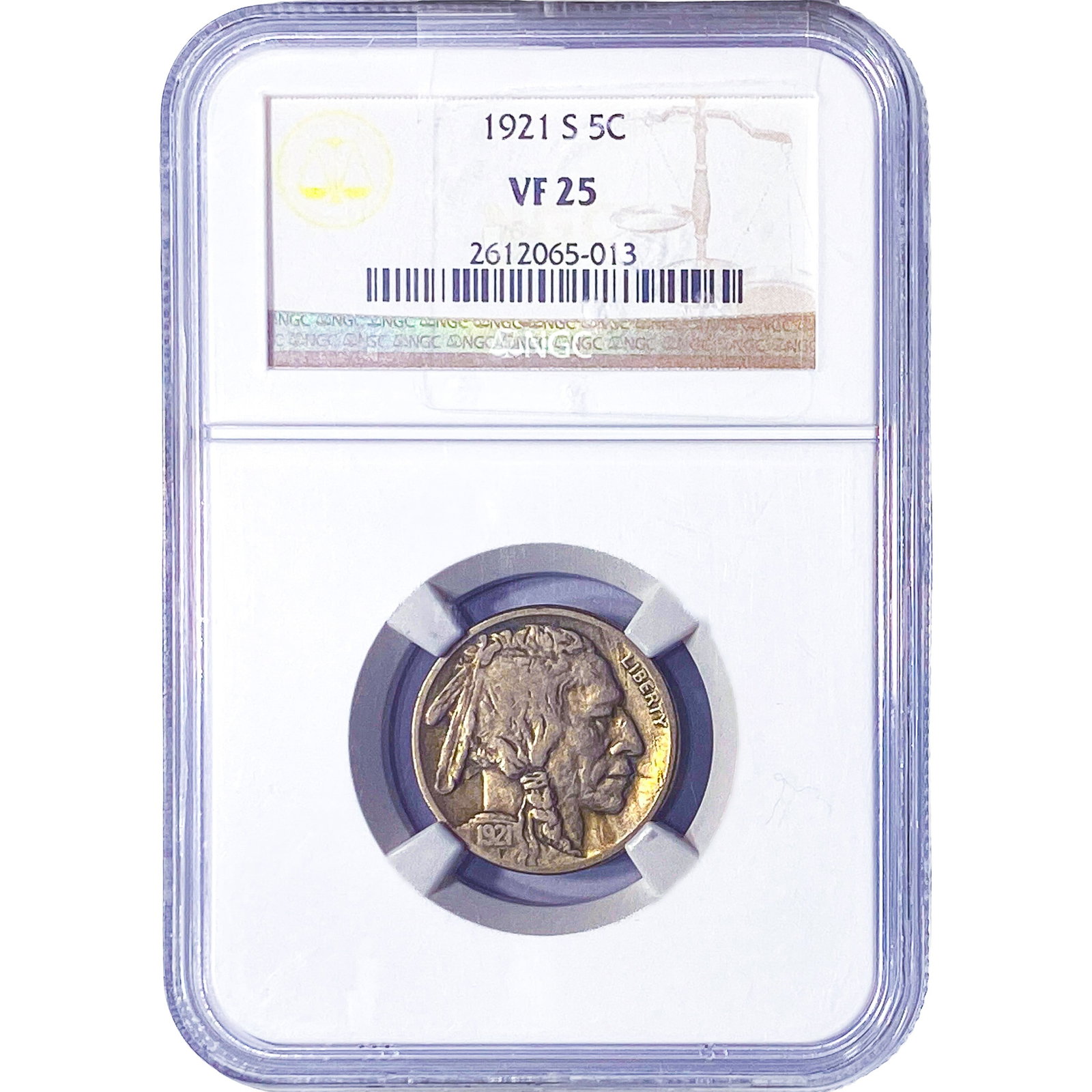 1921-S Buffalo Nickel NGC VF25: 1921-S Buffalo Nickel NGC VF25