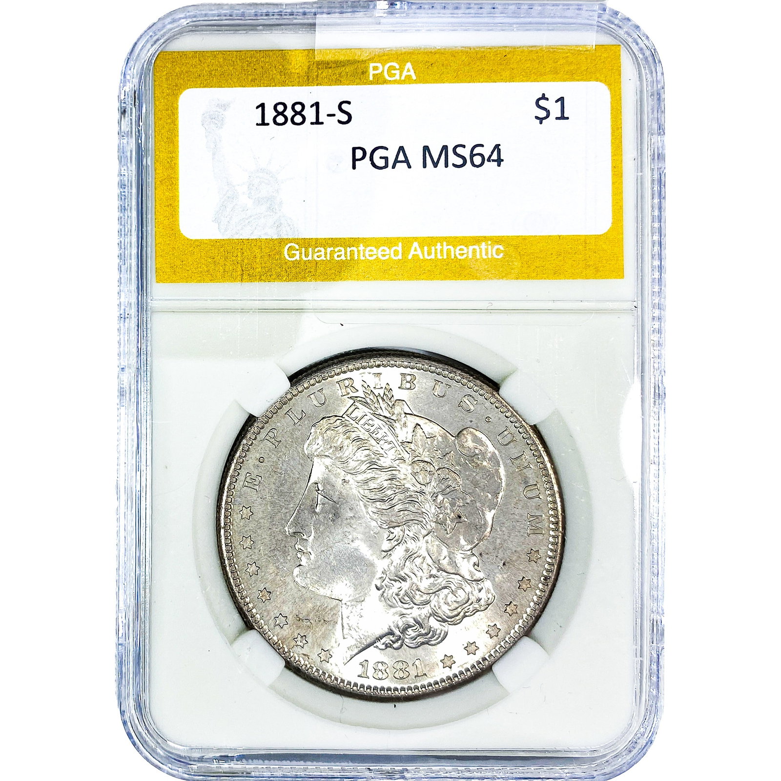 1881-S Morgan Silver Dollar PGA MS64: 1881-S Morgan Silver Dollar PGA MS64