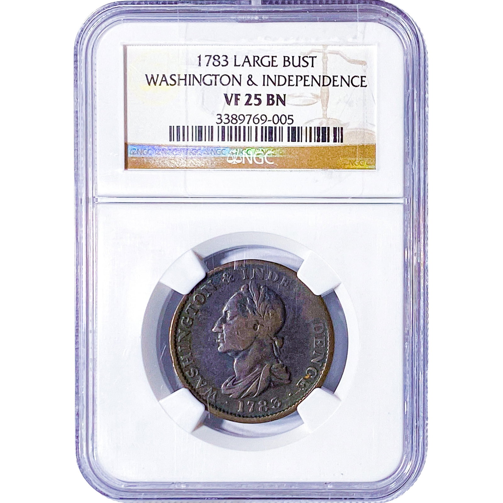 1783 Large Bust Washington & Independence NGC VF25 BN: 1783 Large Bust Washington & Independence NGC VF25 BN