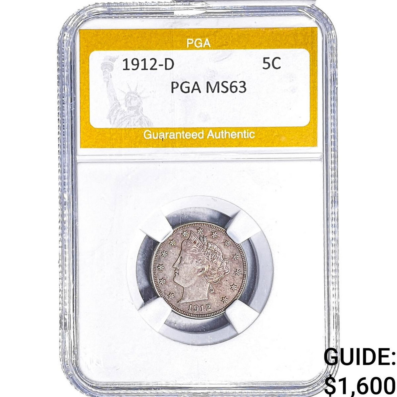 1912-D Liberty Victory Nickel PGA MS63: 1912-D Liberty Victory Nickel PGA MS63