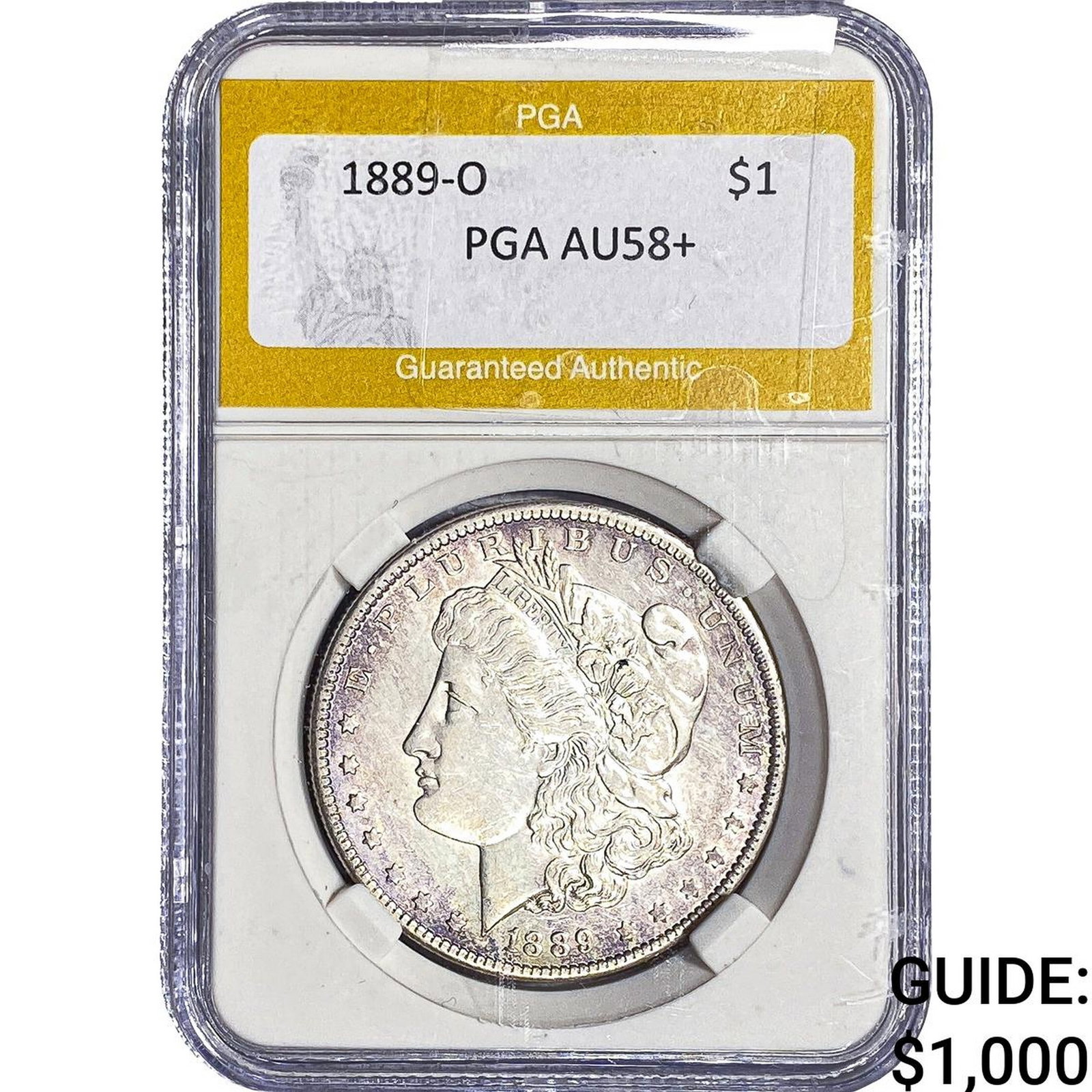 1889-O Morgan Silver Dollar PGA AU58+: 1889-O Morgan Silver Dollar PGA AU58+