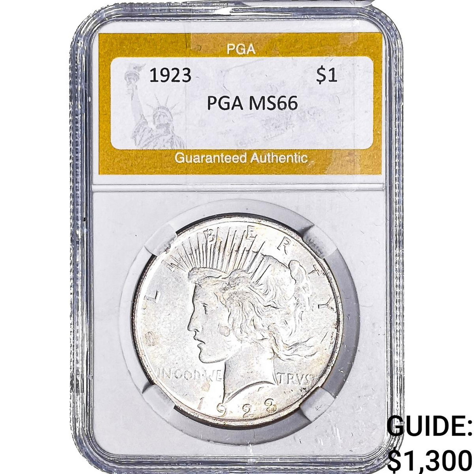 1923 Silver Peace Dollar PGA MS66: 1923 Silver Peace Dollar PGA MS66