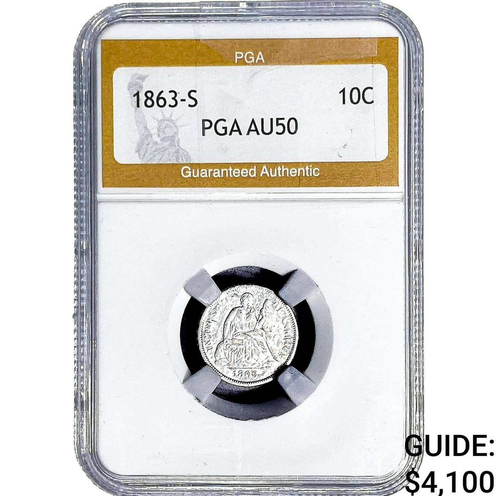 1863-S Seated Liberty Dime PGA AU50 (1 of 2)