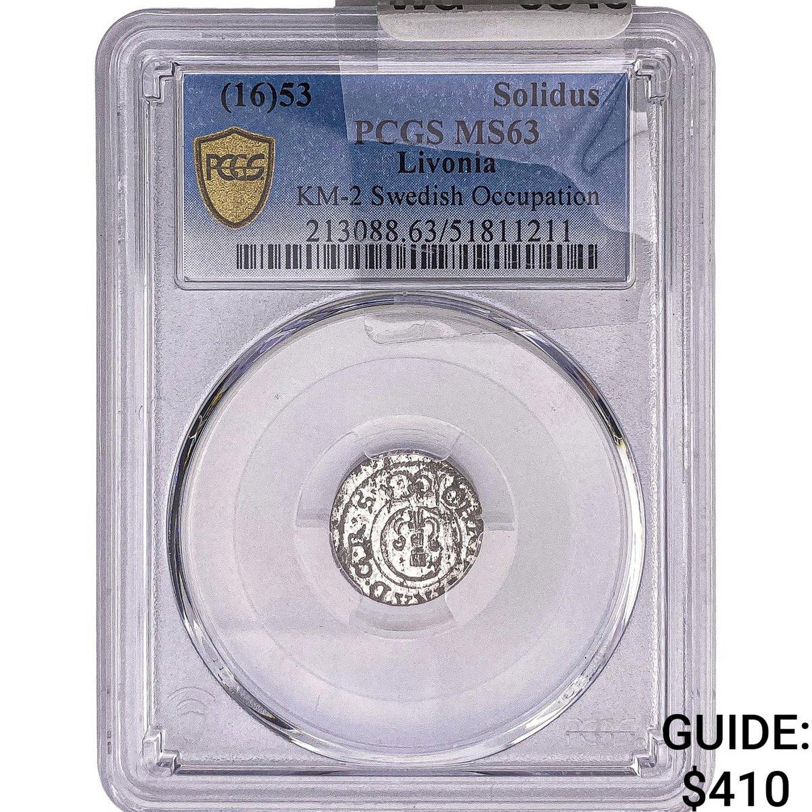 1653 Livonia Silver Solidus PCGS MS63 (1 of 2)