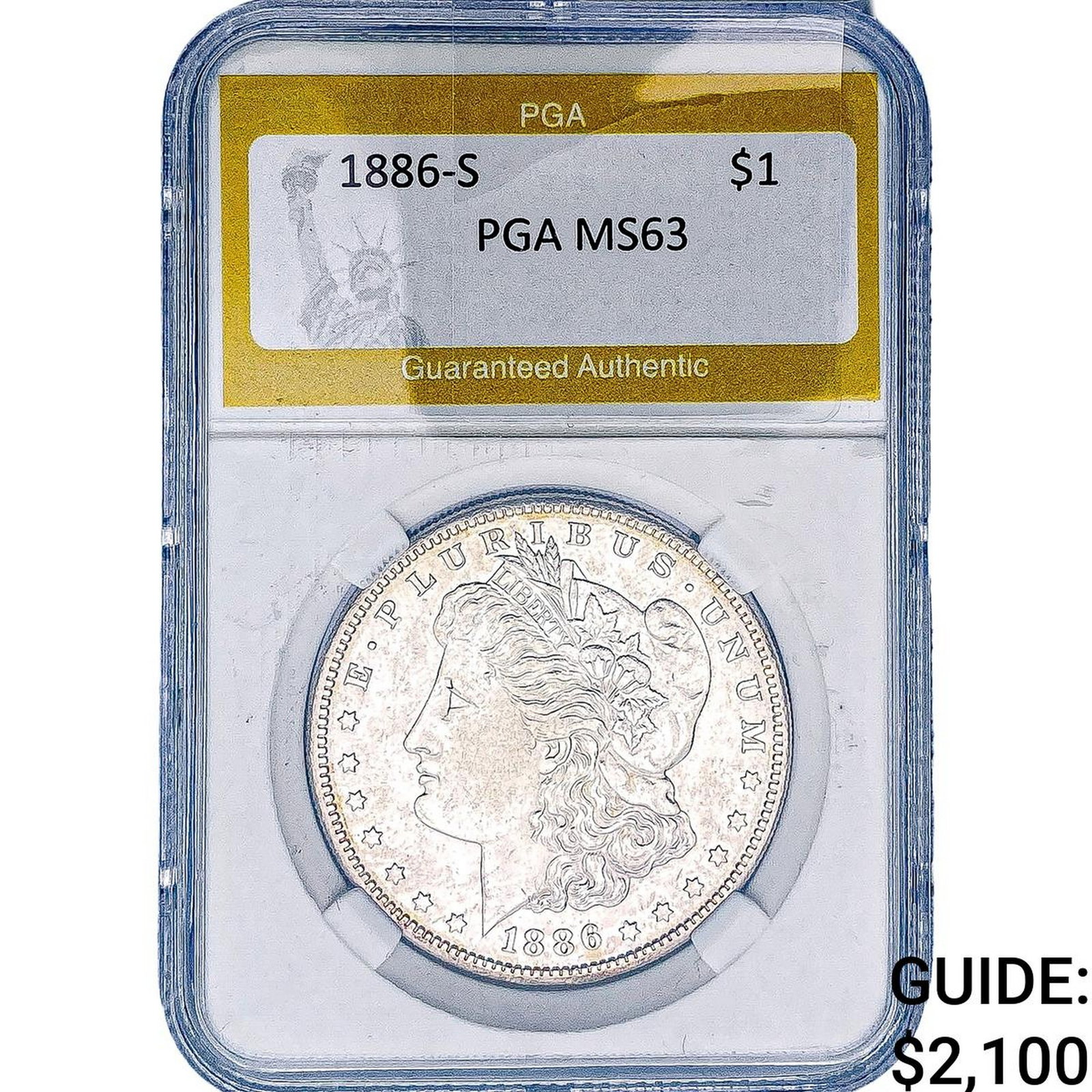 1886-S Morgan Silver Dollar PGA MS63: 1886-S Morgan Silver Dollar PGA MS63
