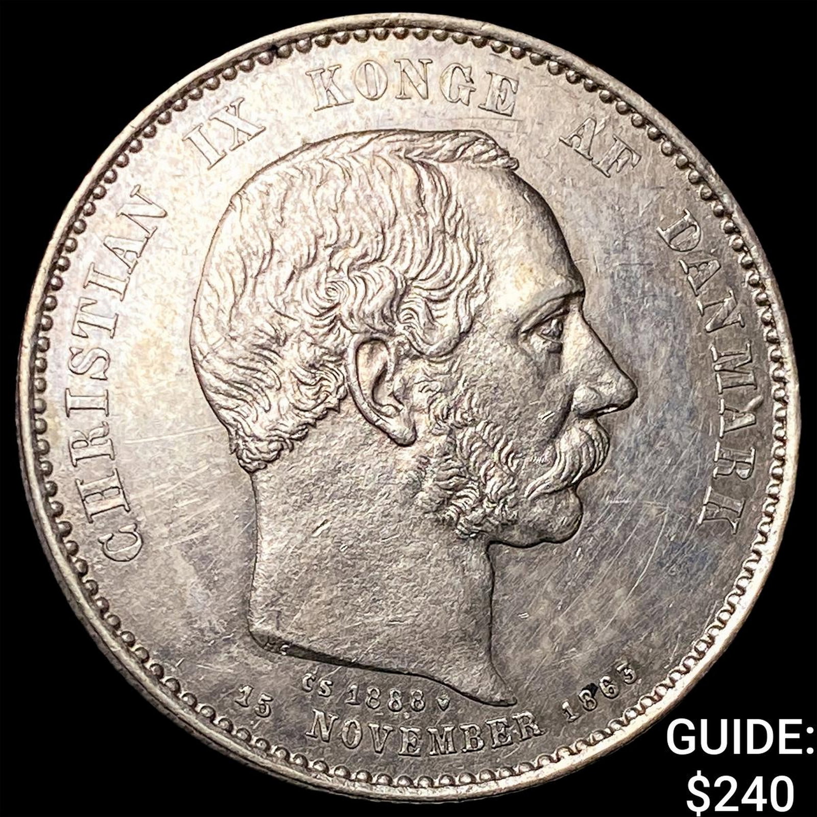 1888 Denmark Christian IX 25th Ann. Silver 2 Kroner UNCIRCULATED (1 of 2)
