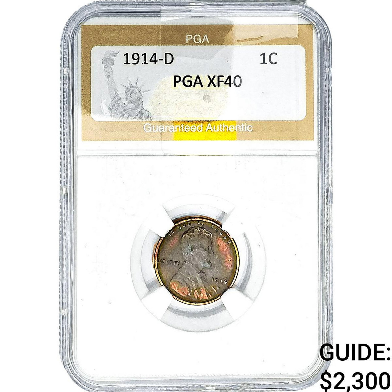 1914-D Wheat Cent PGA XF40: 1914-D Wheat Cent PGA XF40