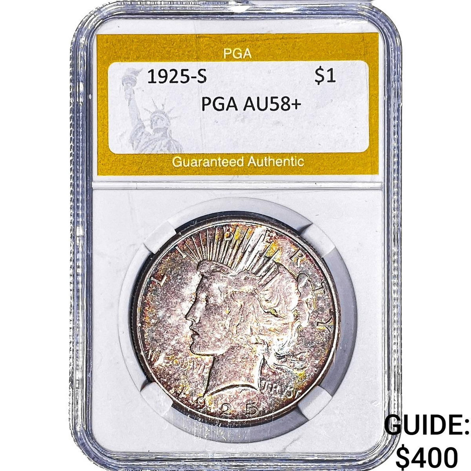 1925-S Silver Peace Dollar PGA AU58+ (1 of 2)