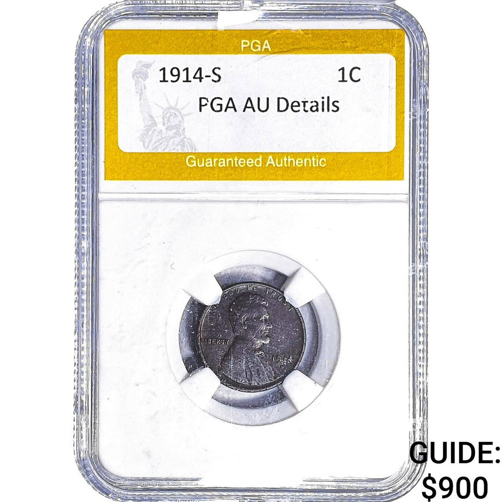 1914-S Wheat Cent PGA AU Details: 1914-S Wheat Cent PGA AU Details