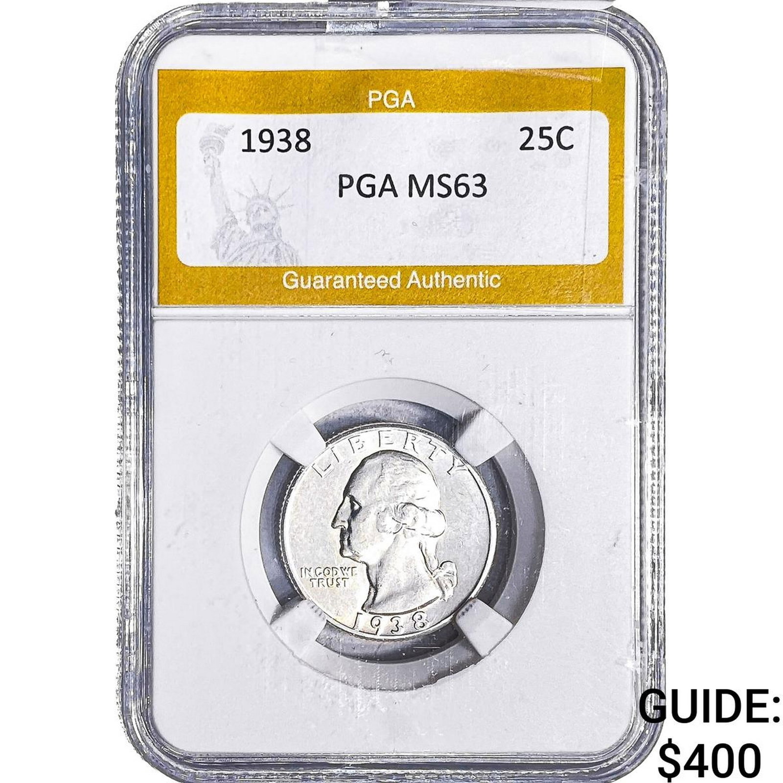 1938 Washington Silver Quarter PGA MS63: 1938 Washington Silver Quarter PGA MS63