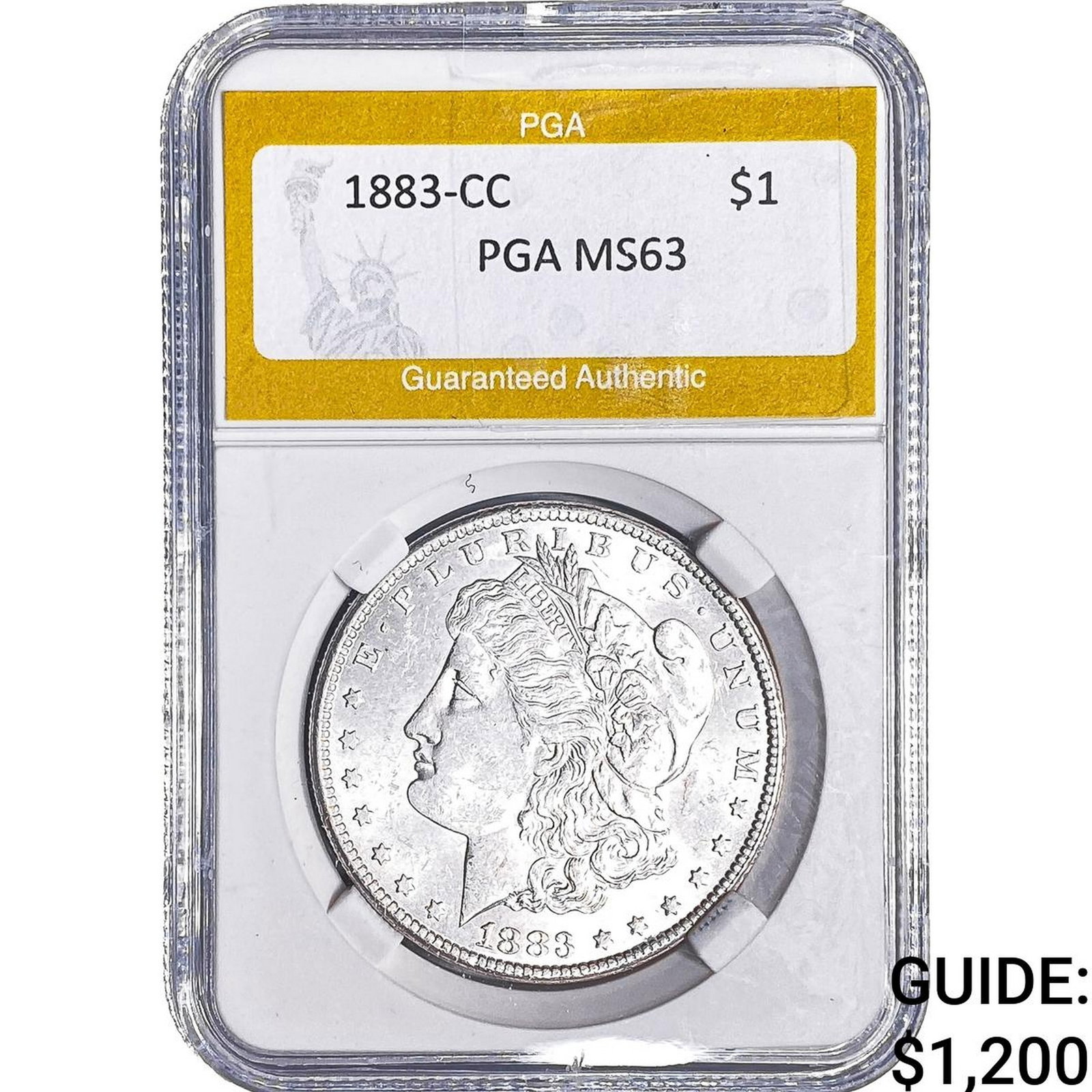 1883-CC Morgan Silver Dollar PGA MS63: 1883-CC Morgan Silver Dollar PGA MS63