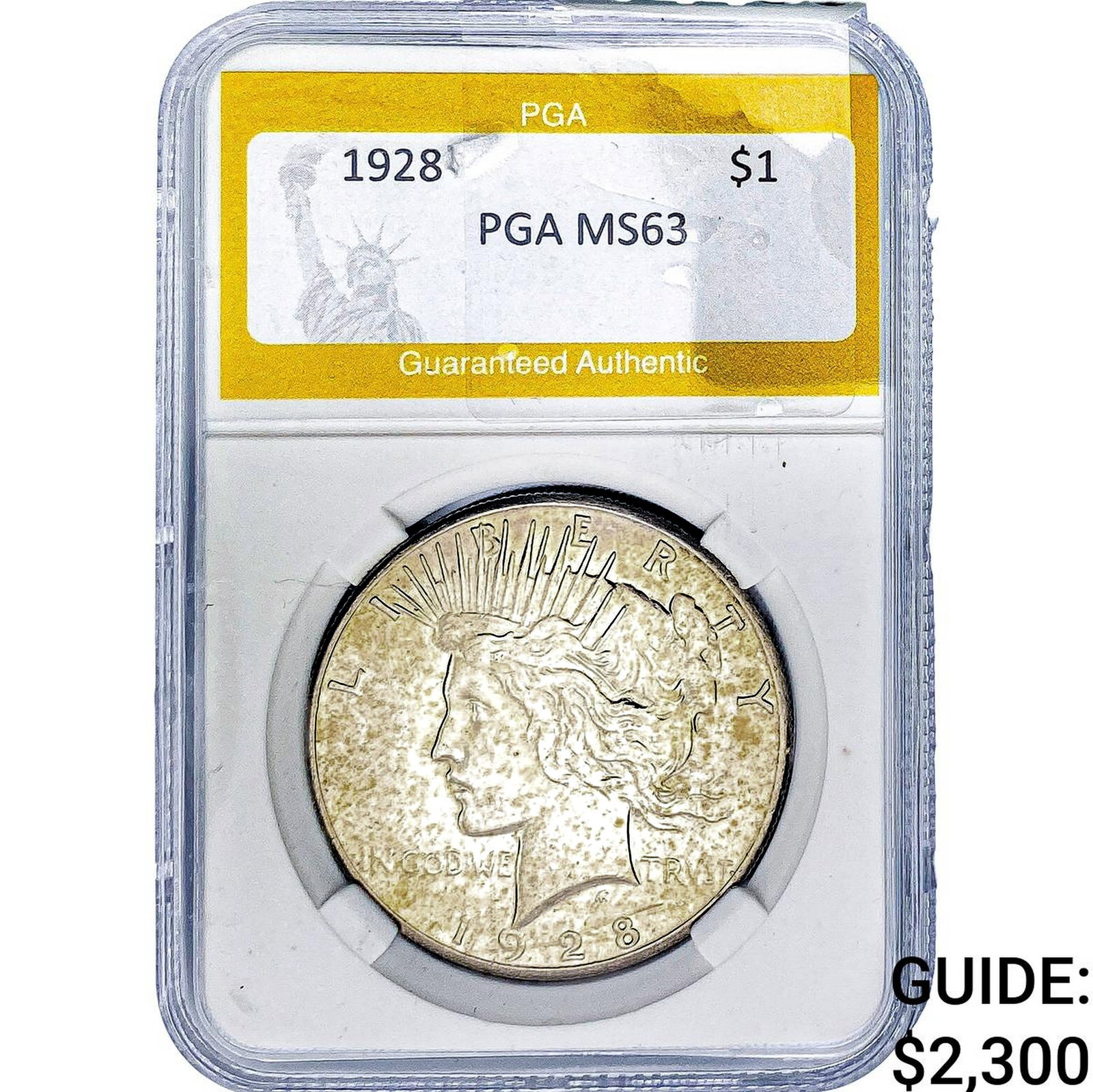 1928 Silver Peace Dollar PGA MS63: 1928 Silver Peace Dollar PGA MS63