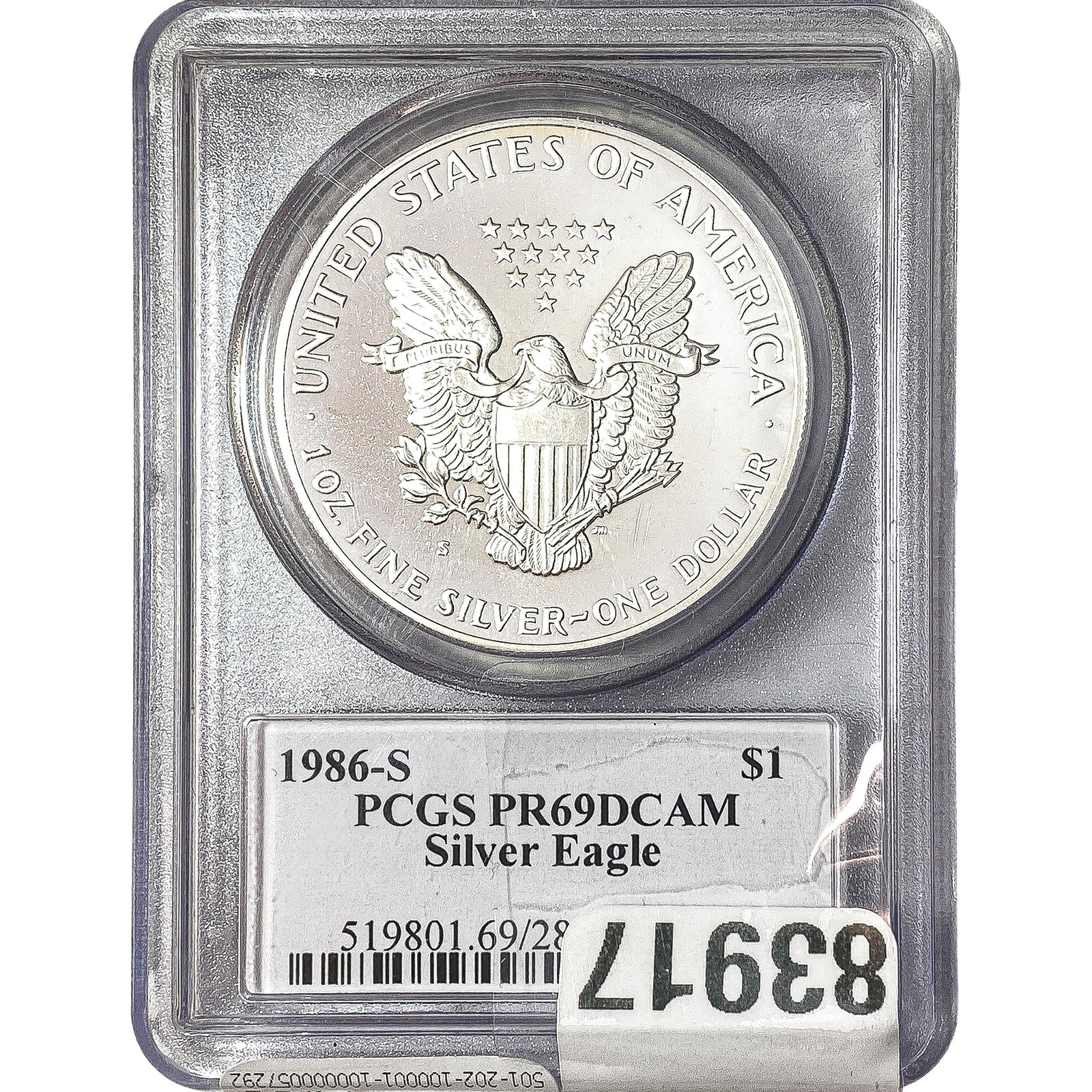 1986-S Silver Eagle PCGS PR69 DCAM - 2