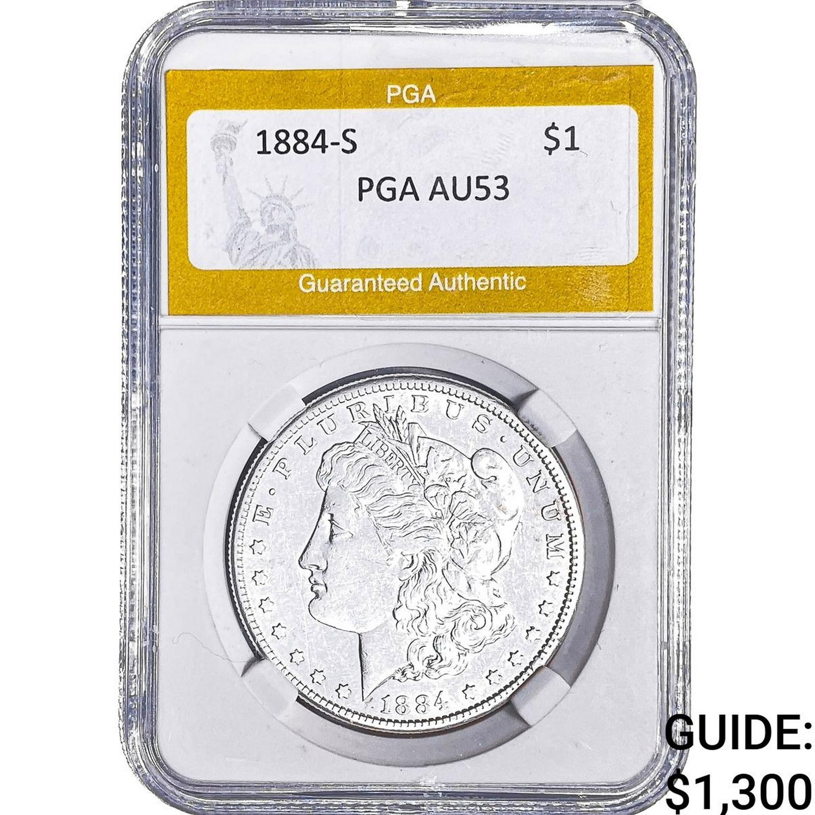 1884-S Morgan Silver Dollar PGA AU53: 1884-S Morgan Silver Dollar PGA AU53