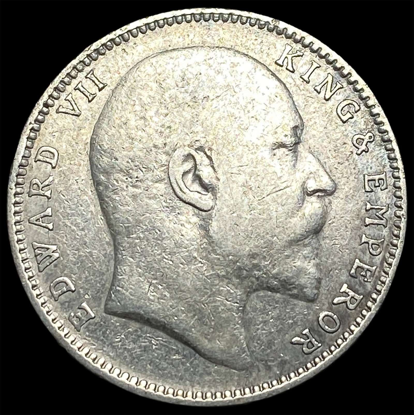 1907 British India Edward VII Silver 1 Rupee NEARLY UNCIRCULATED (1 of 2)