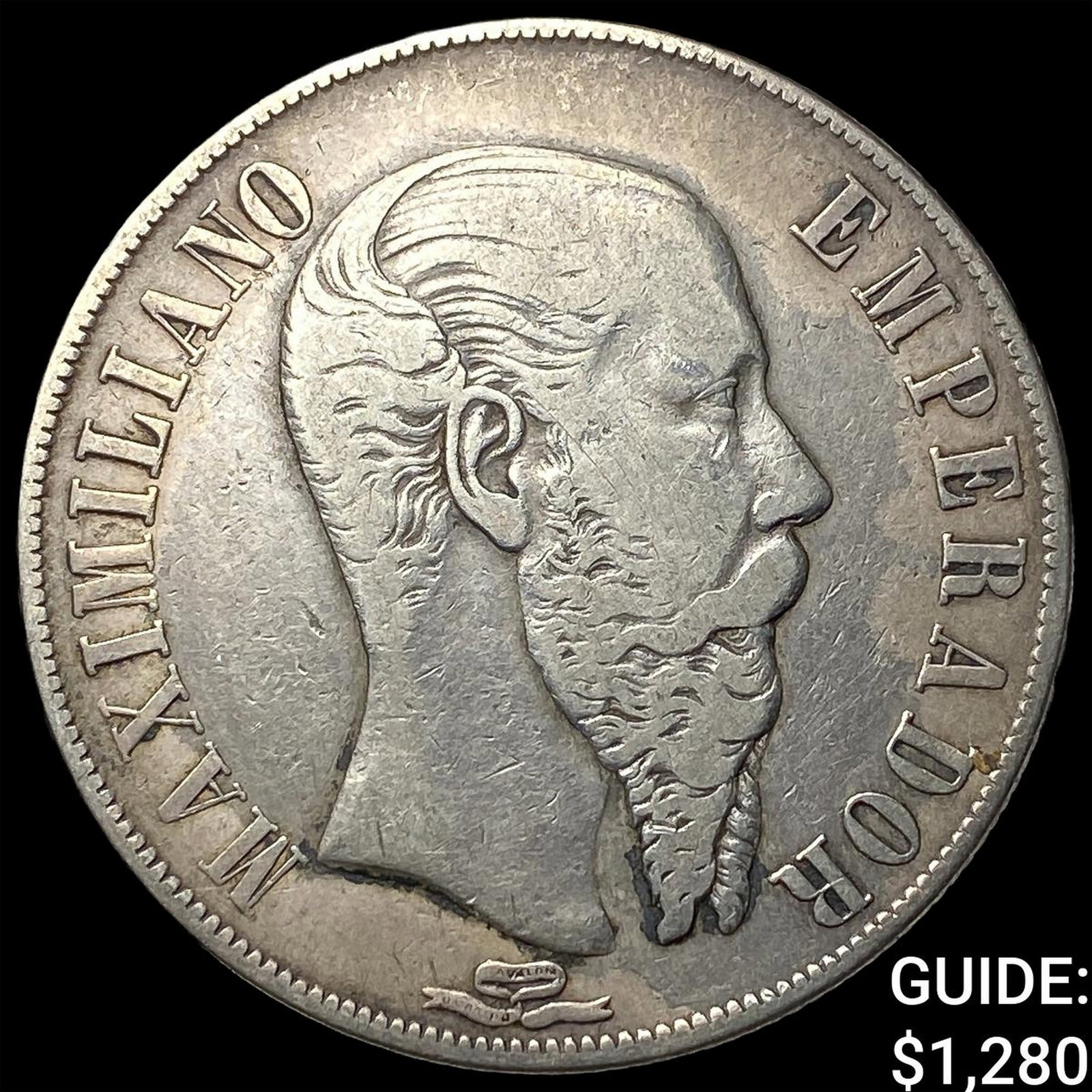 1866 Mexico Maximilian I Silver 1 Peso NEARLY UNCIRCULATED (1 of 2)