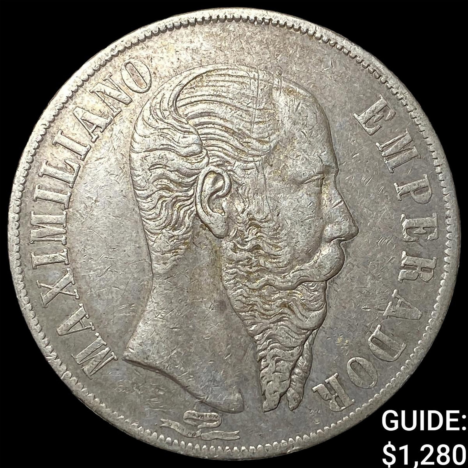 1867 Mexico Maximilian I Silver 1 Peso NEARLY UNCIRCULATED (1 of 2)