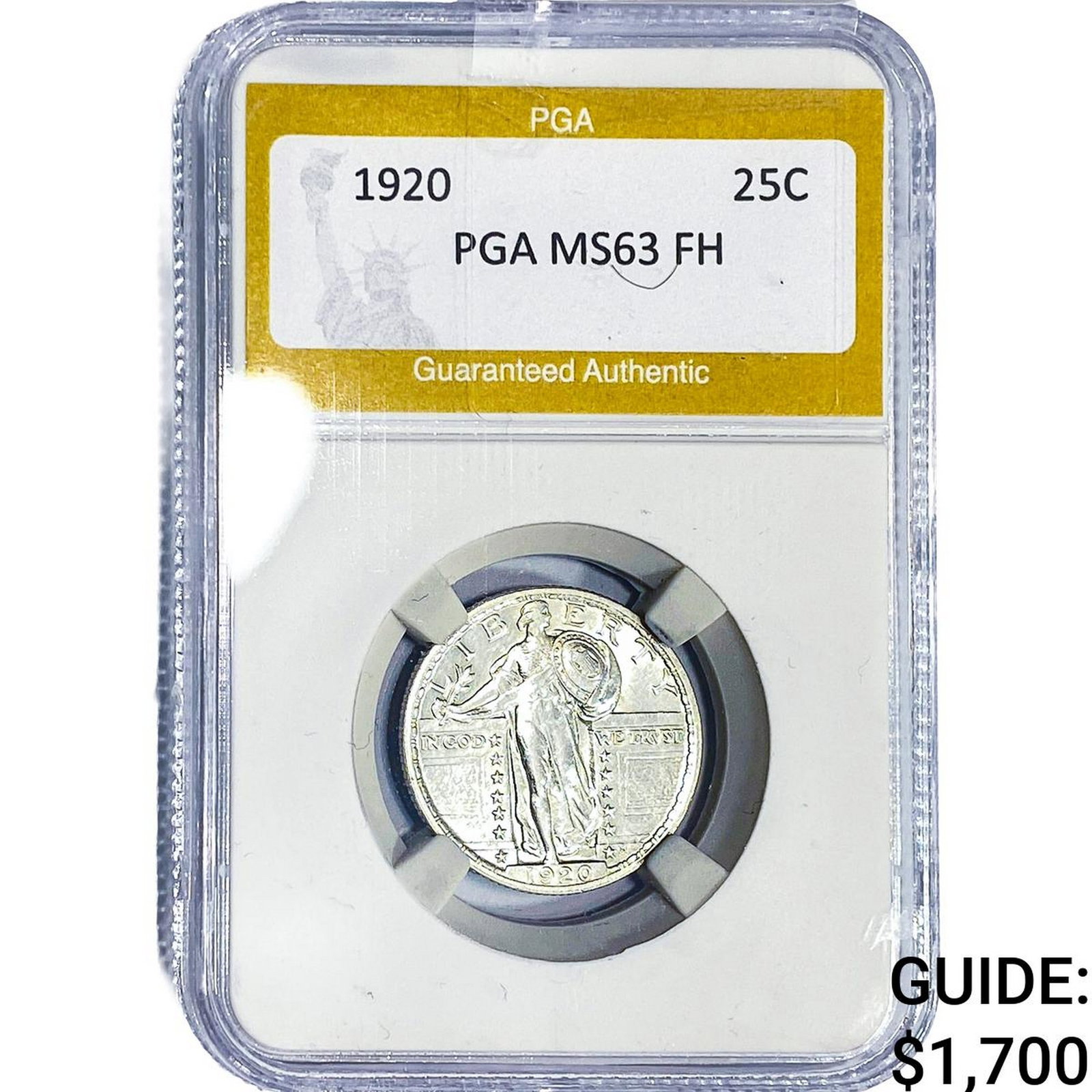 1920 Standing Liberty Quarter PGA MS63 FH: 1920 Standing Liberty Quarter PGA MS63 FH