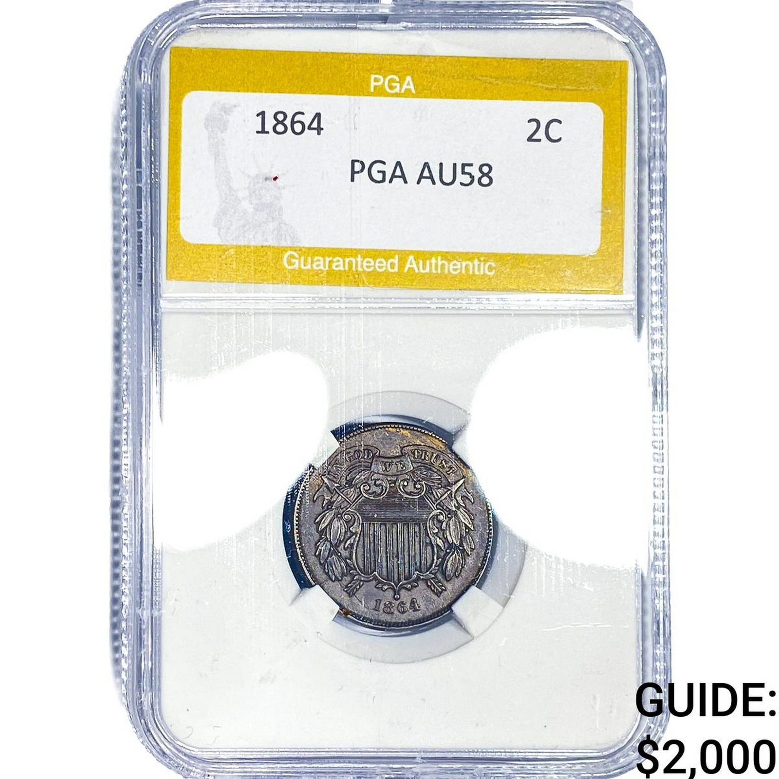 1864 2 Cents Shield PGA AU58 (1 of 2)
