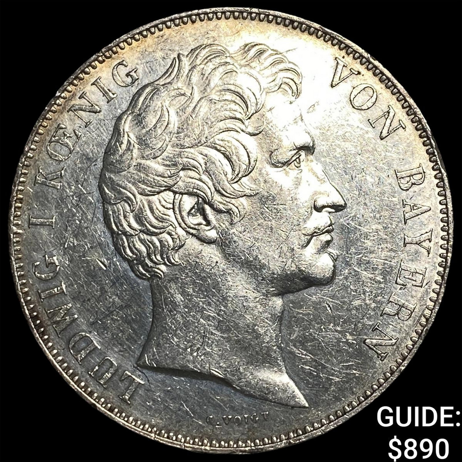 1839 Bavaria Silver 2 Thaler HIGH GRADE (1 of 2)