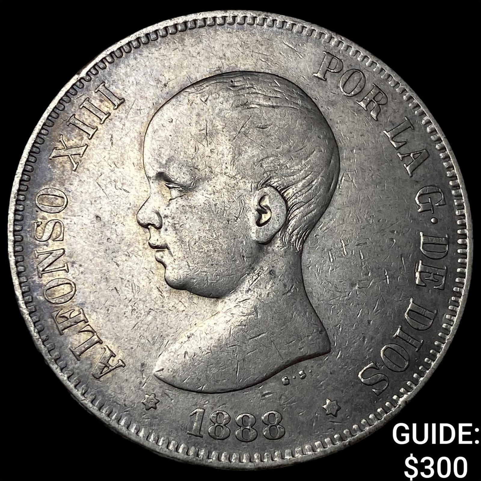 1888 Spain Silver 5 Pesetas NEARLY UNCIRCULATED (1 of 2)