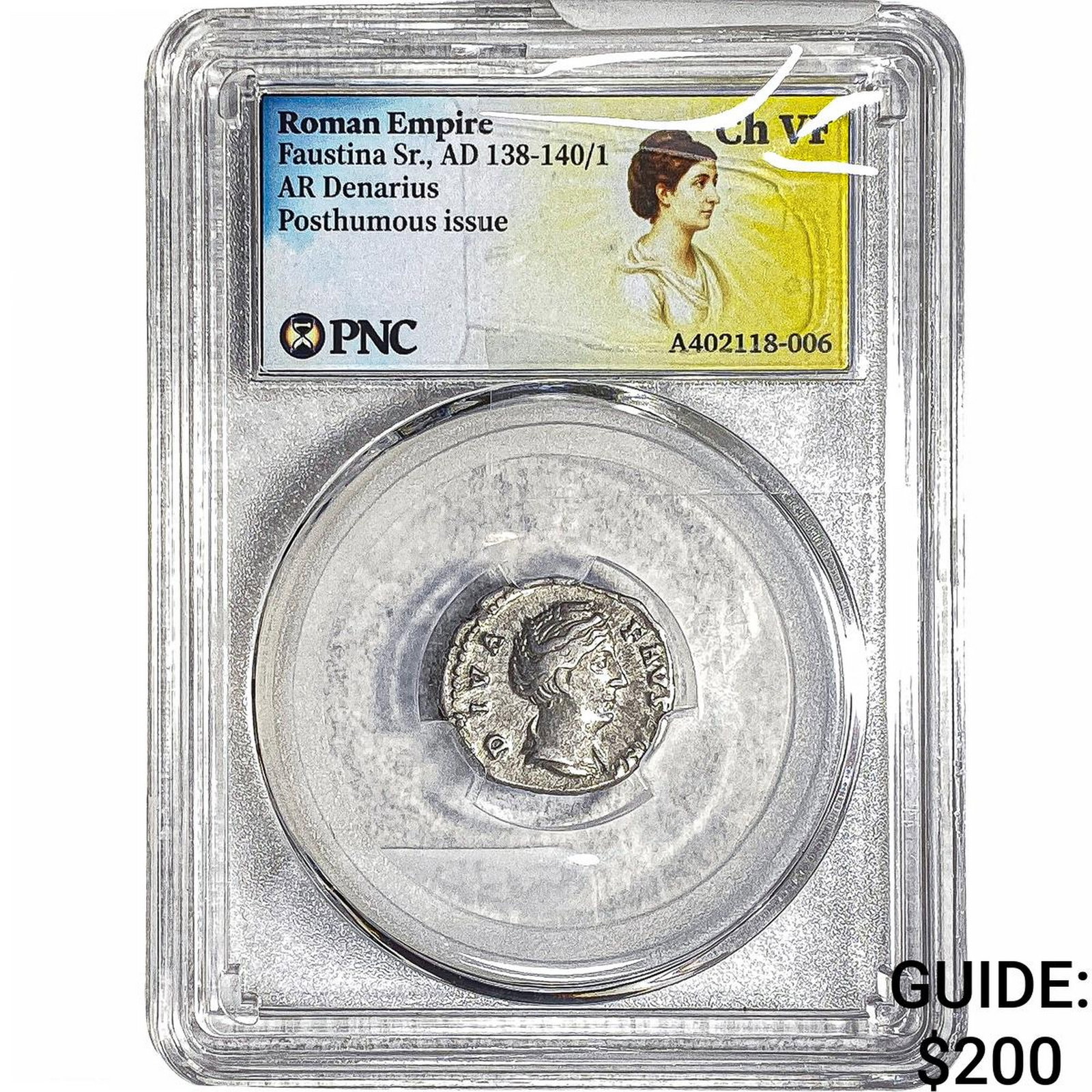 Roman Empire Faustina Sr. 138-141 AD PNC Ch VF (1 of 2)