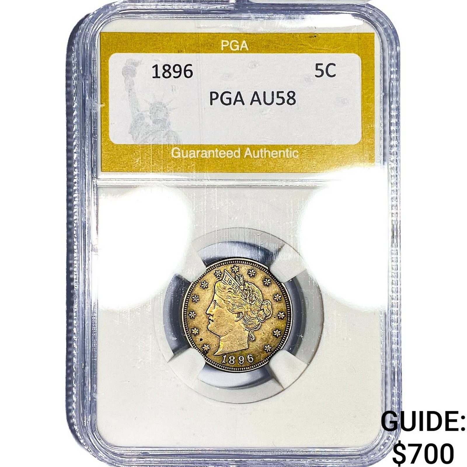 1896 Liberty Victory Nickel PGA AU58: 1896 Liberty Victory Nickel PGA AU58