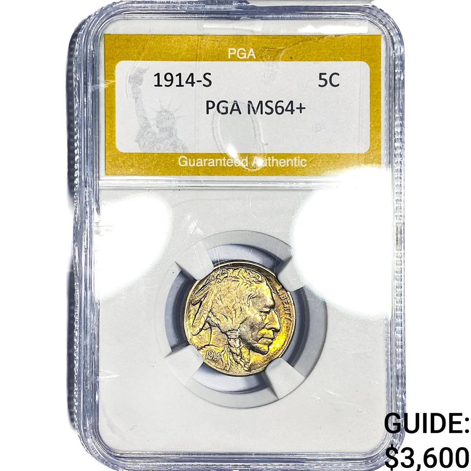 1914-S Buffalo Nickel PGA MS64+: 1914-S Buffalo Nickel PGA MS64+