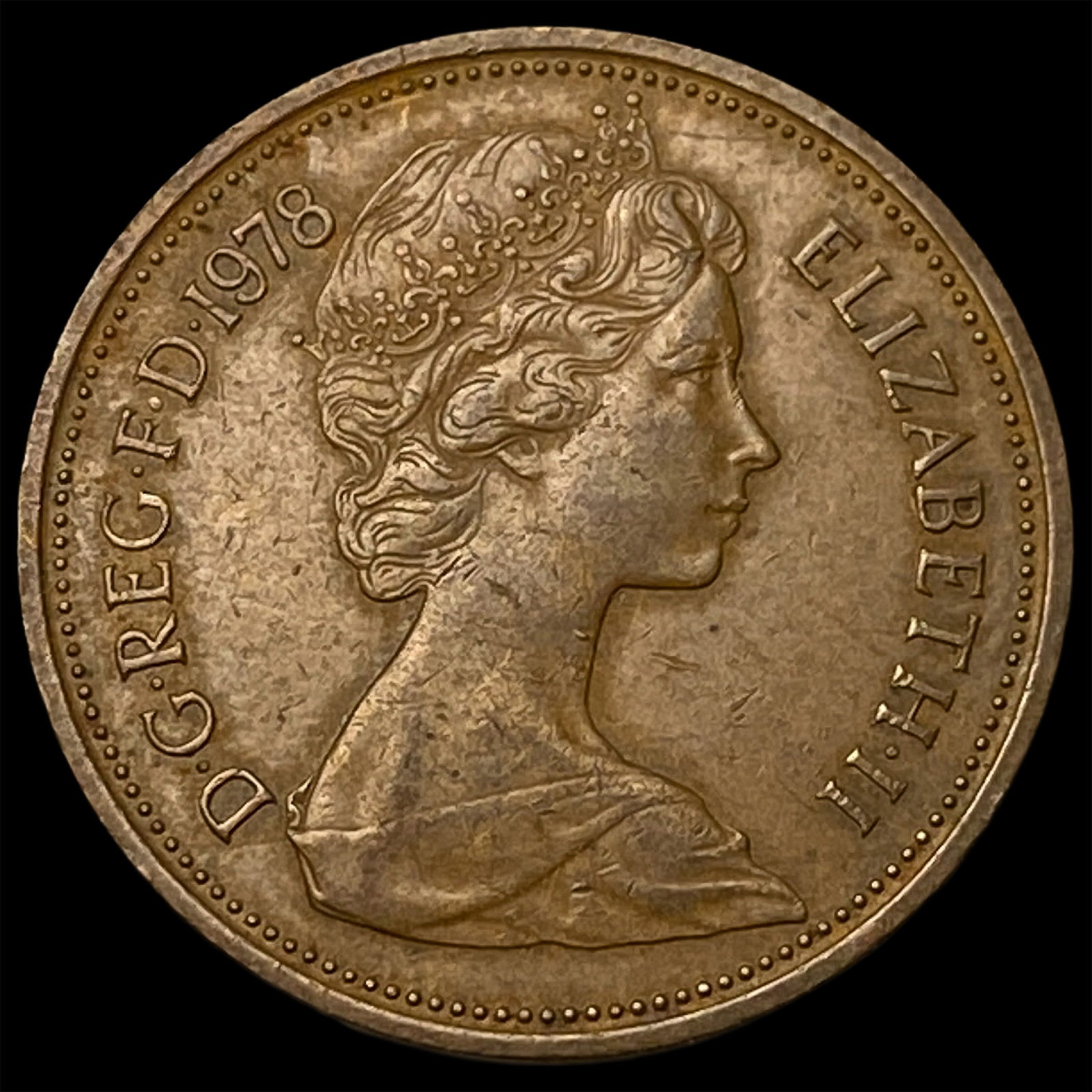 1978 Great Britain Bronze 2 New Pence NEARLY UNCIRCULATED: 1978 Great Britain Bronze 2 New Pence NEARLY UNCIRCULATED