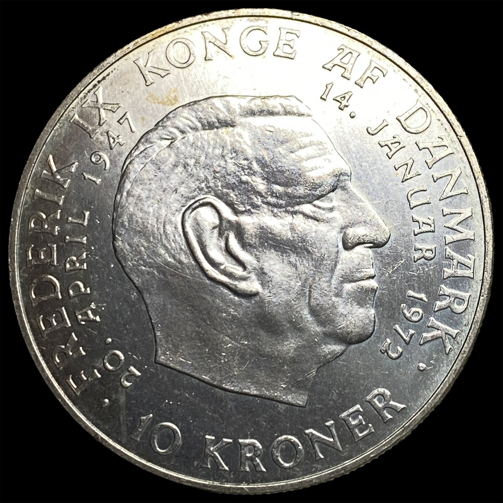 1972 Denmark .5247oz Silver 10 Kroner NEARLY UNCIRCULATED (1 of 2)