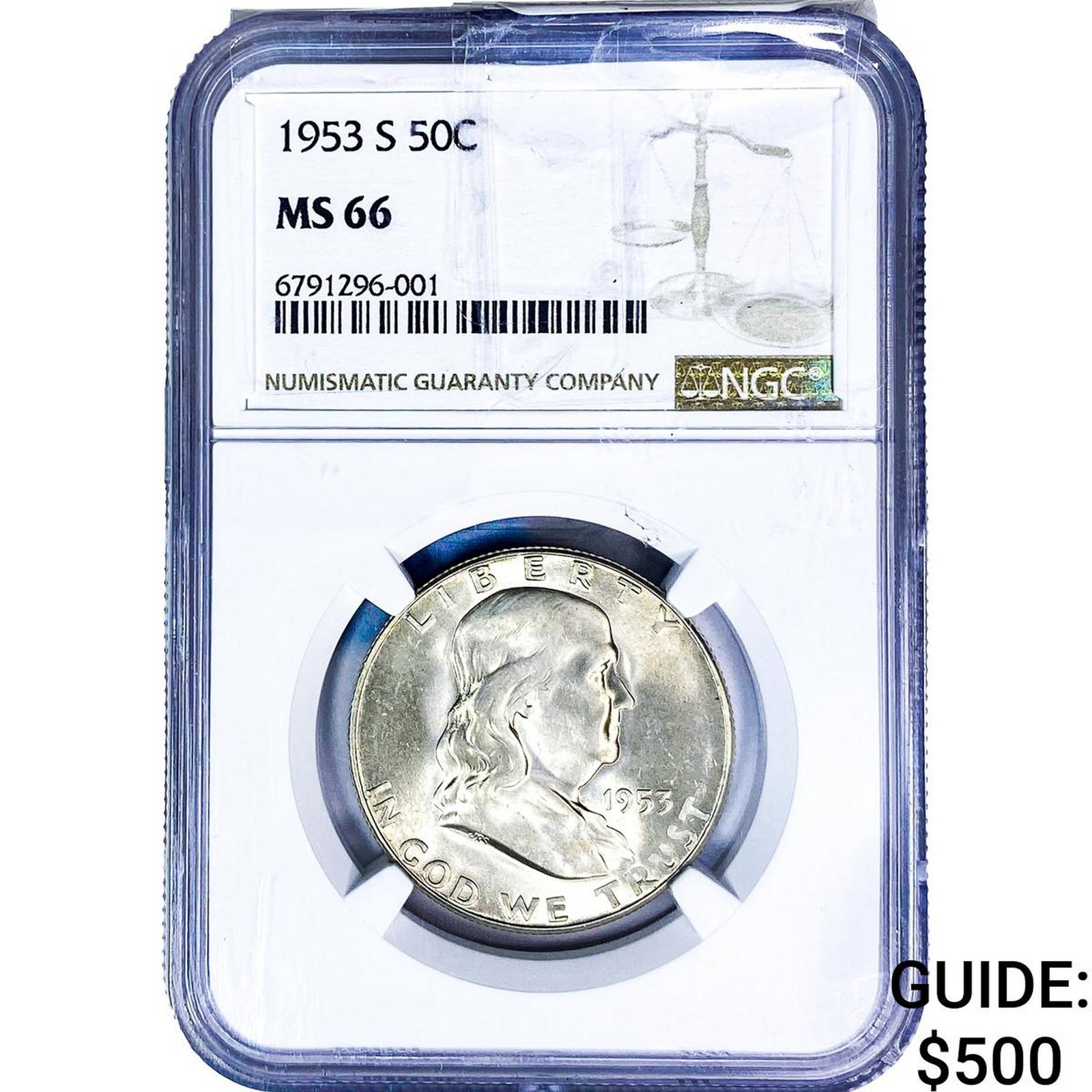 1953-S Washington Silver Half Dollar NGC MS66 (1 of 2)