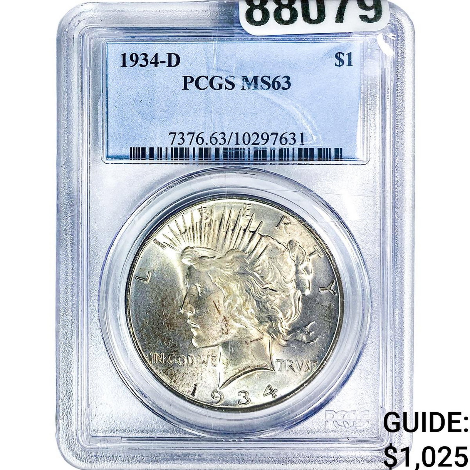 1934-D Silver Peace Dollar PCGS MS63: 1934-D Silver Peace Dollar PCGS MS63