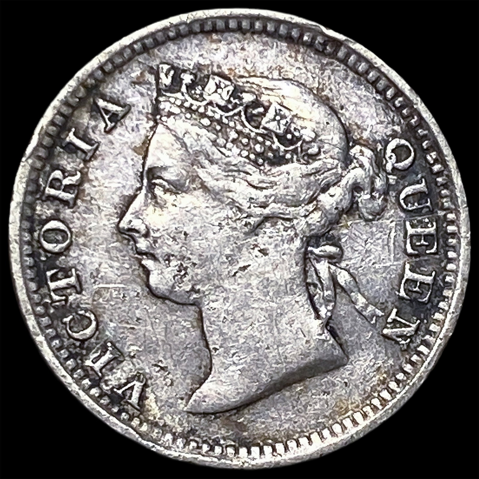 1892 Hong Kong SIlver 5 Cents KM 5: 1892 Hong Kong SIlver 5 Cents KM 5