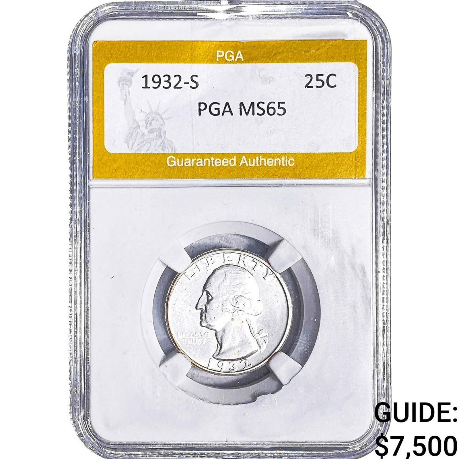 1932-S Washington Silver Quarter PGA MS65: 1932-S Washington Silver Quarter PGA MS65