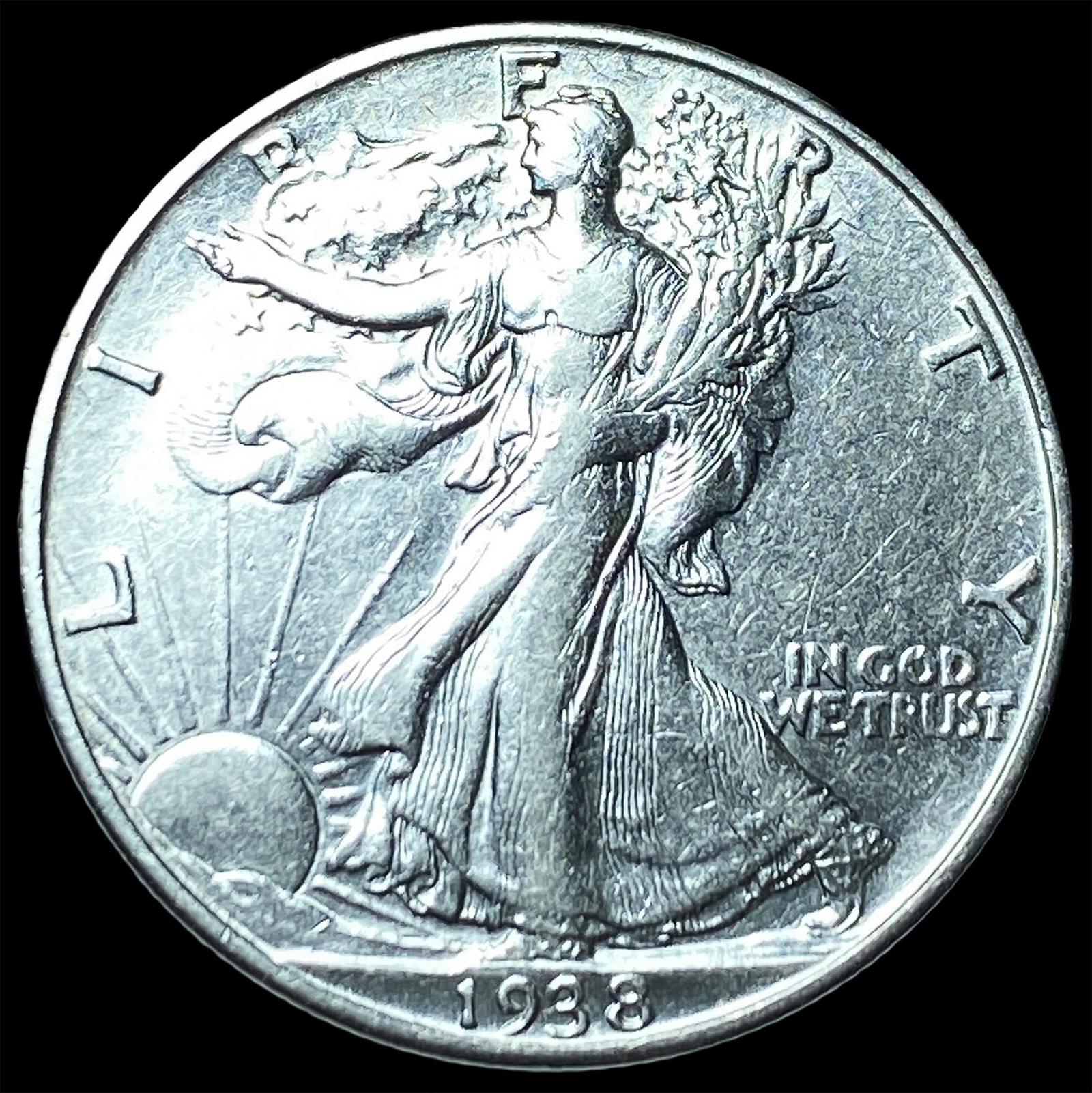 1938-D Silver Walking Liberty Half Dollar CLOSELY UNCIRCULATED: 1938-D Silver Walking Liberty Half Dollar CLOSELY UNCIRCULATED