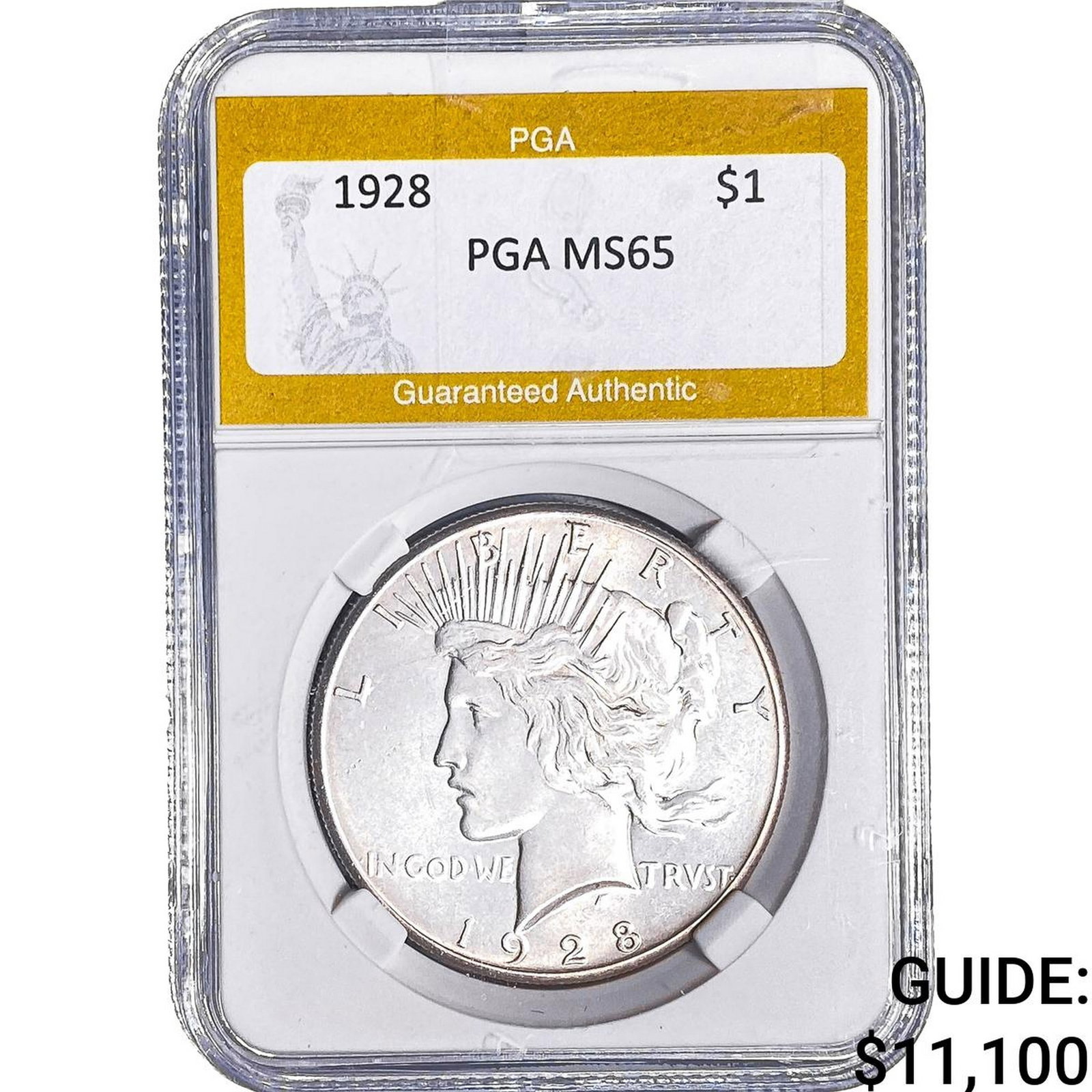 1928 Silver Peace Dollar PGA MS65: 1928 Silver Peace Dollar PGA MS65