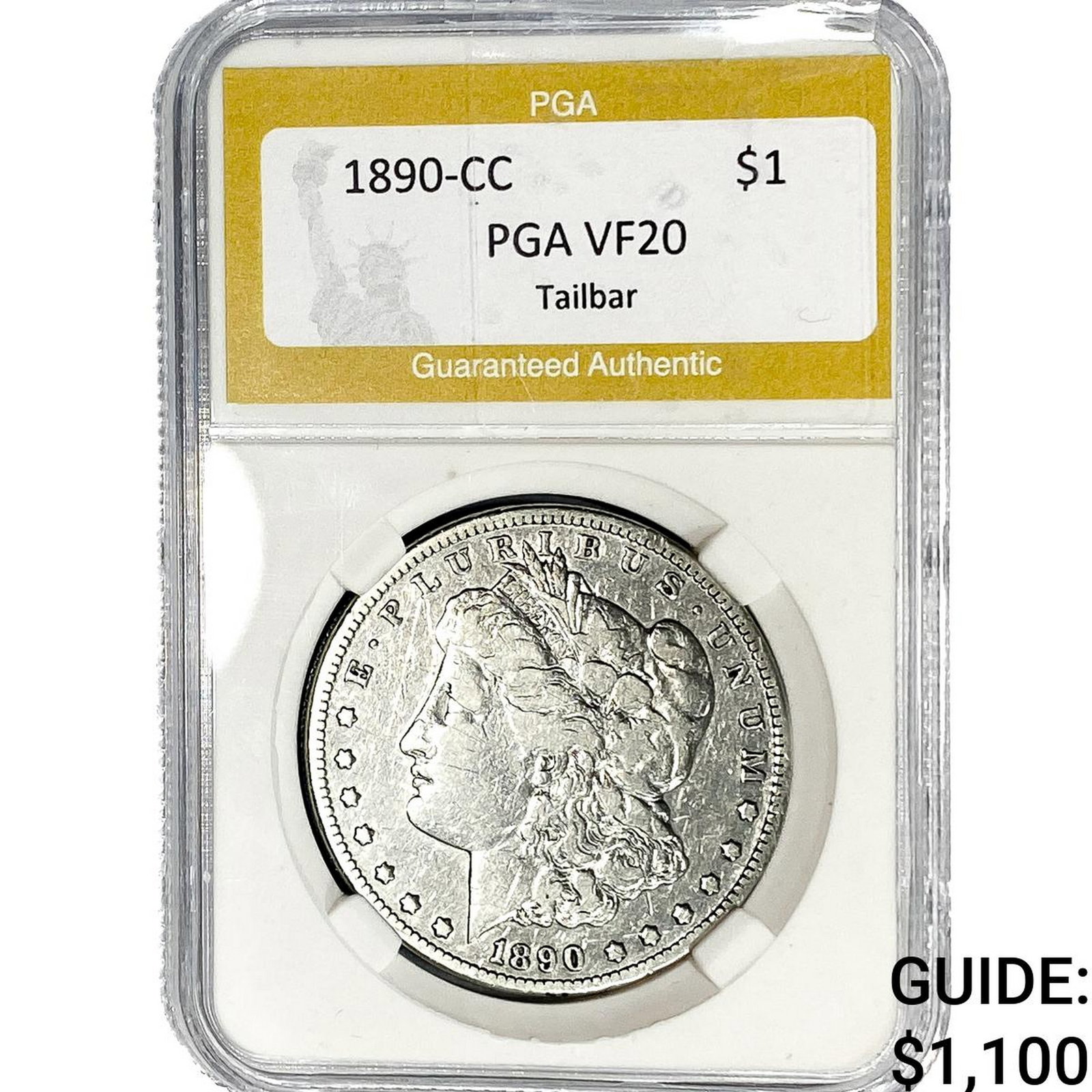 1890-CC Morgan Silver Dollar PGA VF20: 1890-CC Morgan Silver Dollar PGA VF20