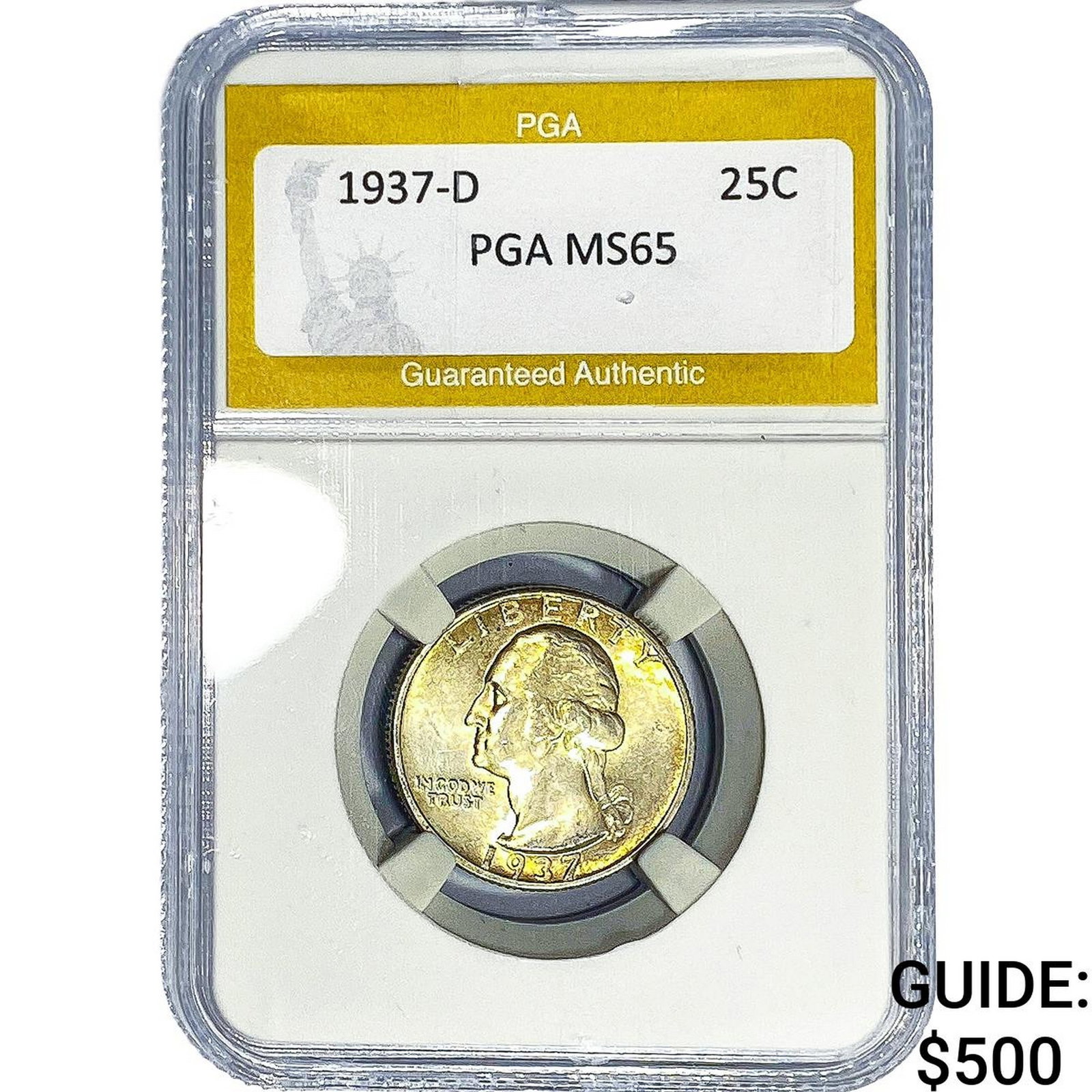 1937-D Washington Silver Quarter PGA MS65: 1937-D Washington Silver Quarter PGA MS65