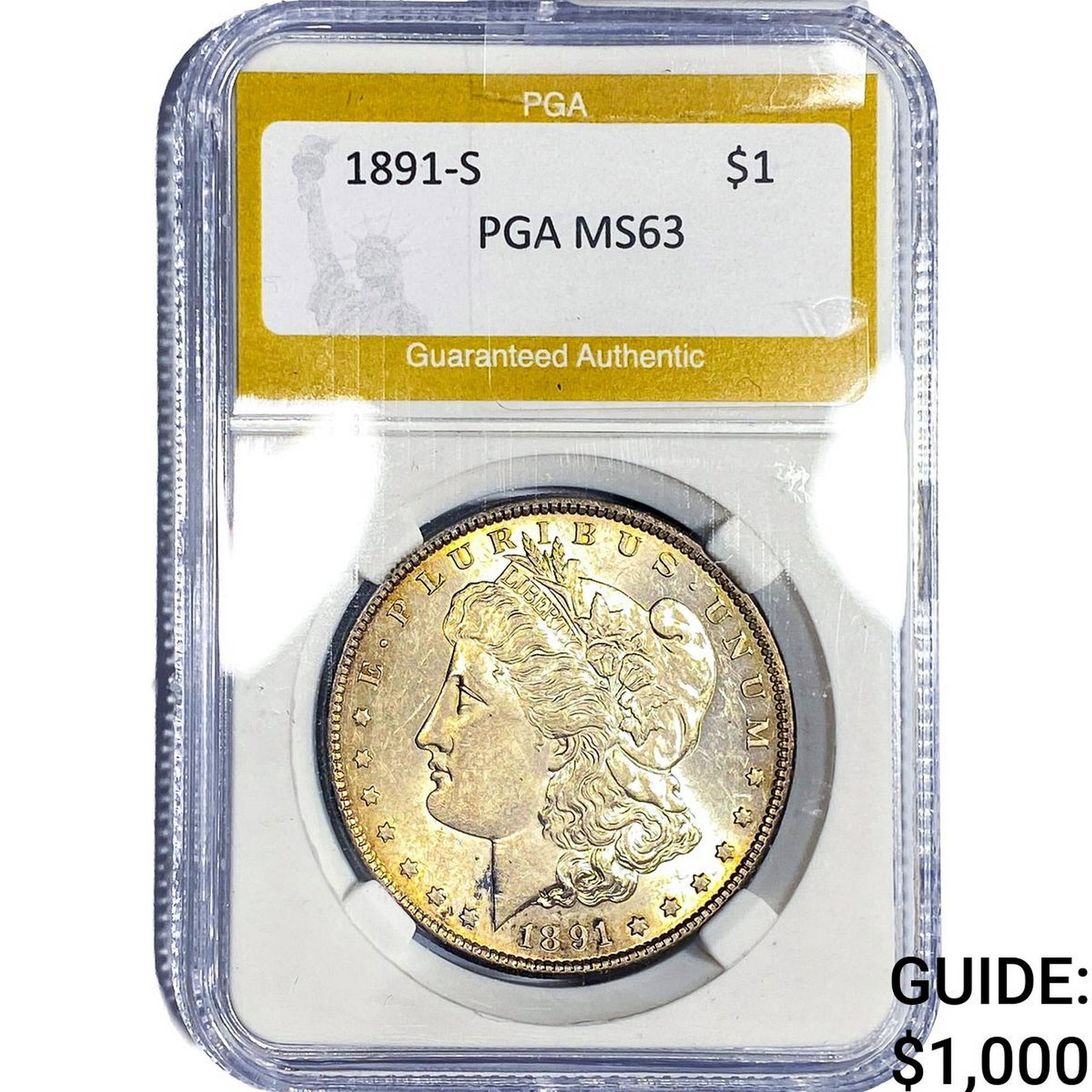 1891-S Morgan Silver Dollar PGA MS63: 1891-S Morgan Silver Dollar PGA MS63