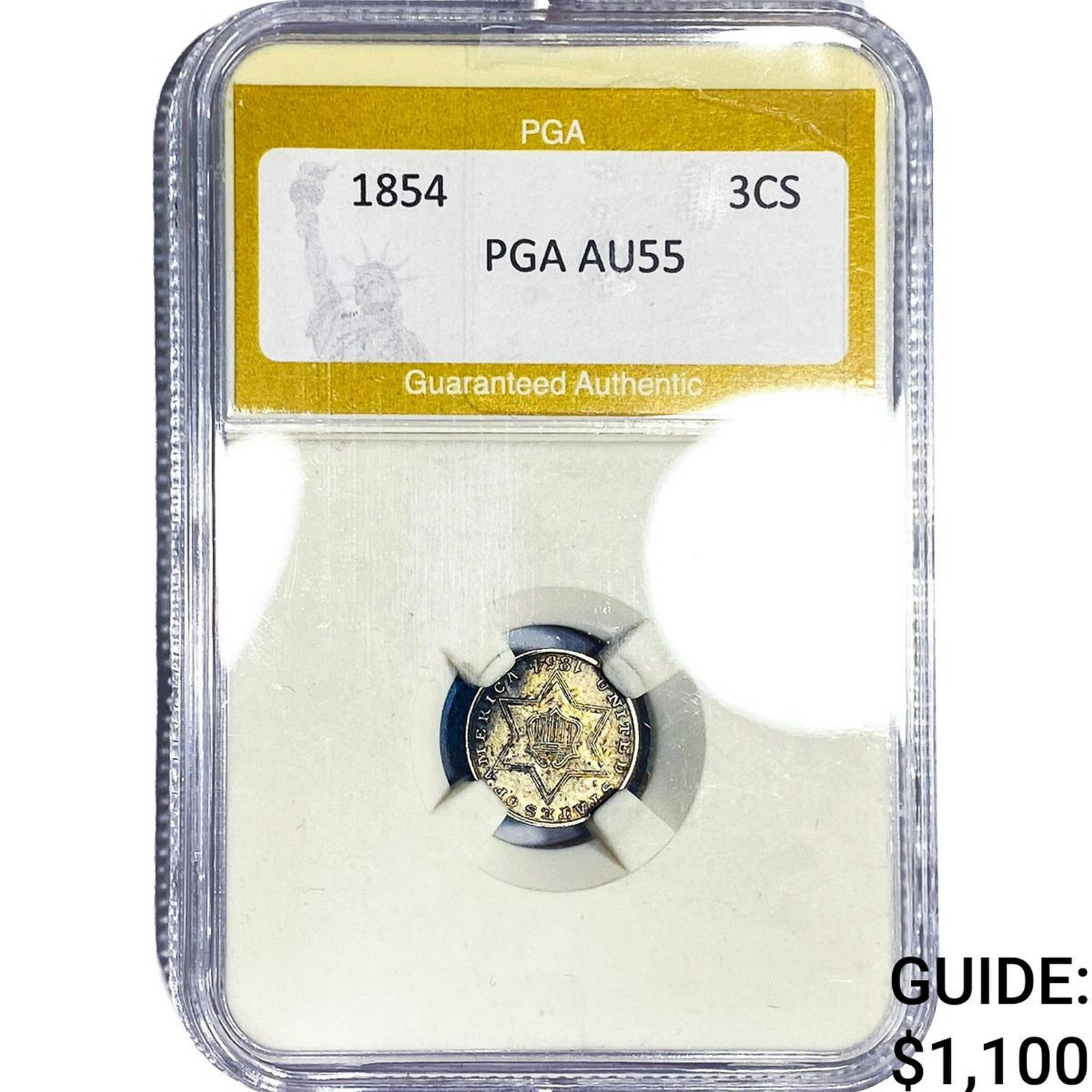 1854 Silver Three Cent PGA AU55 (1 of 2)