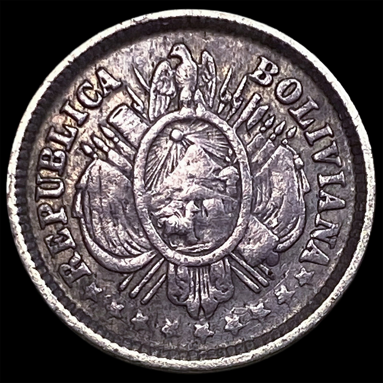 1885 FE Bolivia Silver 5 Centavos: 1885 FE Bolivia Silver 5 Centavos