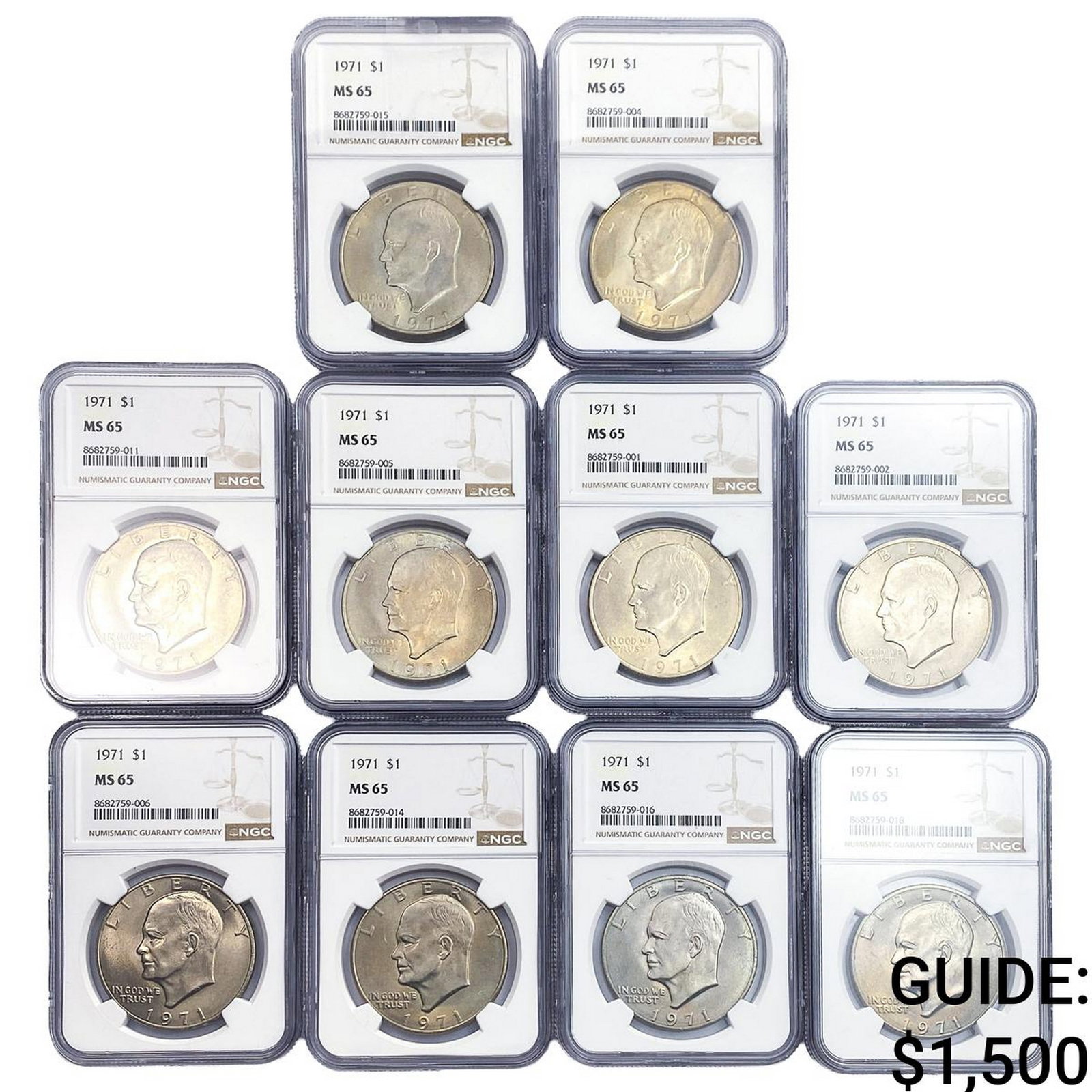 [10 Coins] 1971 Eisenhower Dollar NGC MS65 (1 of 2)