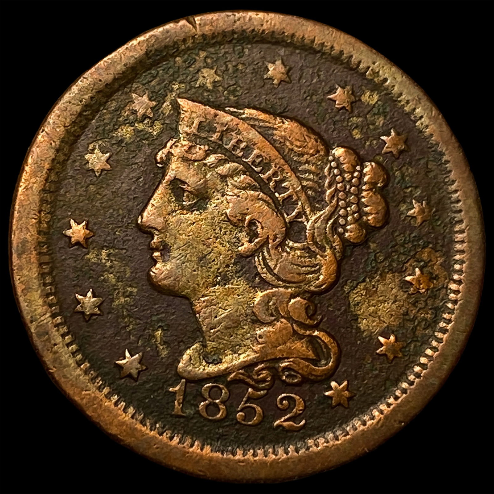 1852 Braided Hair Large Cent LIGHTLY CIRCULATED: 1852 Braided Hair Large Cent LIGHTLY CIRCULATED